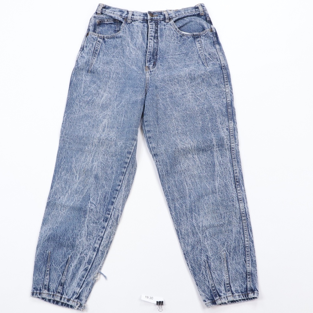 80s Streetwear Mens 32x27 Tapered Acid Wash Jeans